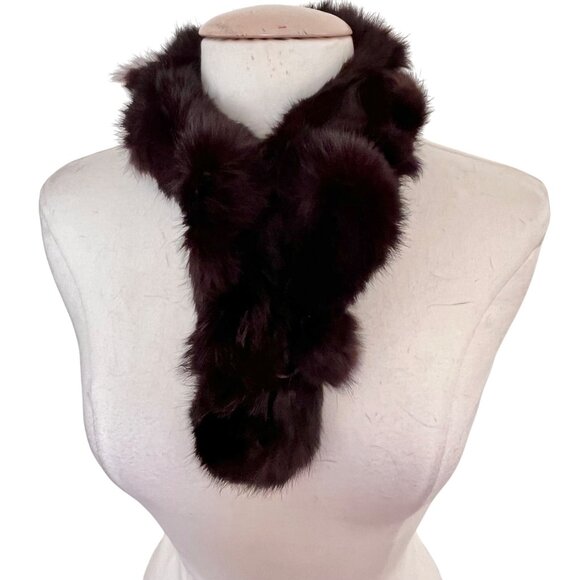 Genuine Rex Rabbit Fur Dark Brown Neck Warmer Scarf By Cejon Accessories‎ Inc. - Picture 9 of 10